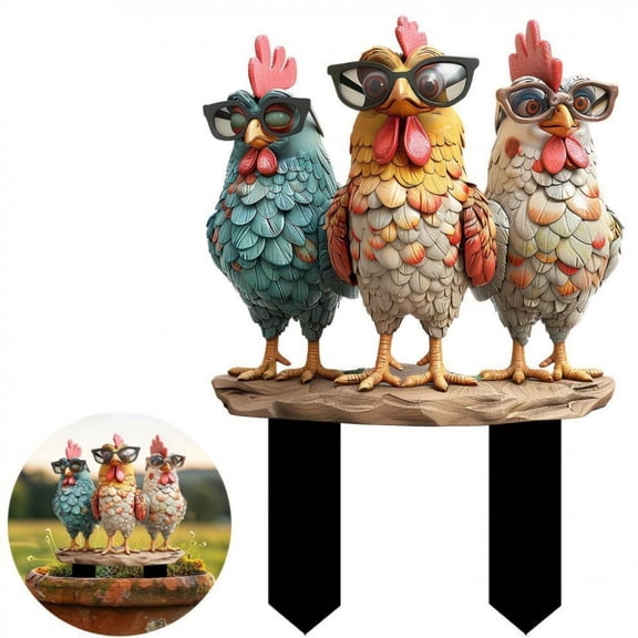 LLDYYDS 3-Piece Set of Rooster Decoration, Male Decorative Garden Stakes, Garden Chicken Outdoor Stakes, Suitable for Backyard Patio Garden Decoration and Lawn Decoration