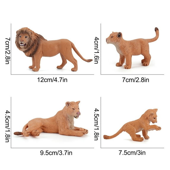 LLDYYDS 4Pcs Safari Lion Animal Action Figures, Great for Educational Toys, Party Favors, School Projects, Cake Toppers