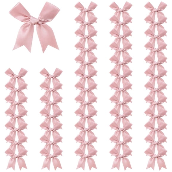 LLDYYDS 50Pcs 3.5in Satin Ribbon Bows with Clear Twist Ties Pre-Tied Decorative Bows for Present Wrapping, Treat Bags & Party Favors