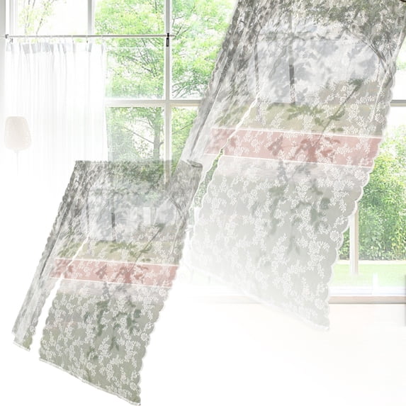 LLDYYDS 75cm Wide by 200cm Long French Lace Window Panel Sheer Curtain with Elegant Through Bar Design for Timeless Interior