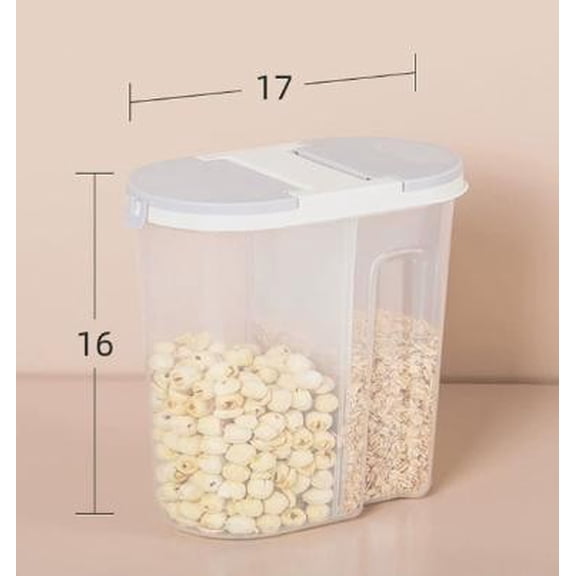 LLDYYDS Airtight Rice Storage Container with Divided Compartments Sealed Food Storage Bin for Kitchen Organization PP Material for Grains Cereal Beans