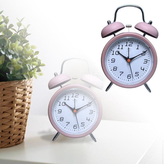 LLDYYDS Analog Alarm Clock Extra Loud Twin Bells Retro White 7 Inch Silent Non-Ticking Quartz Battery Operated with Backlight, Decorative Bedside Table Desk Vintage Clocks