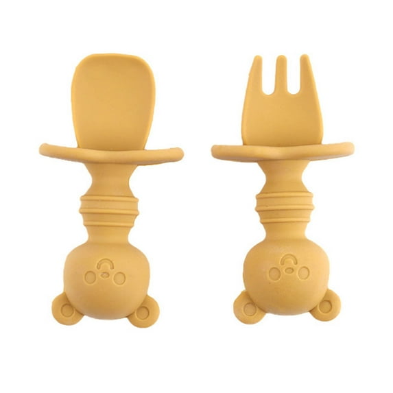 LLDYYDS Baby Utensils Set, Silicone Spoons for Dipping, Self-Feeding, Baby Led Weaning, Trainer Learning, First Stage Eating, Soft Practice Fork and Spoon