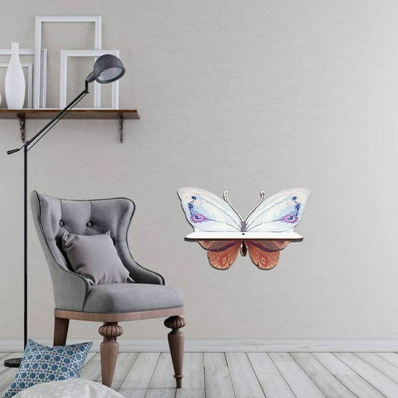 LLDYYDS Butterfly Wall Shelf Decor Wooden Floating Pink Shelves for Wall Mounted Display Rack Hanging