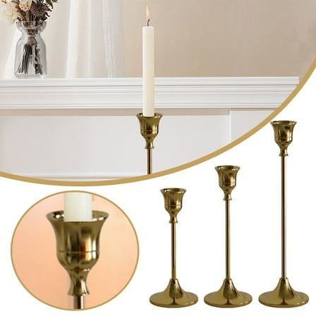 LLDYYDS Candlestick Holders Gold, 3 Packs Taper Candle Holder for Candlesticks, Candle Sticks Holder Decor