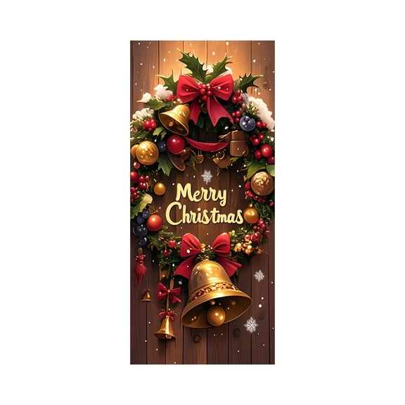 LLDYYDS Custom Printed Fabric Door Curtain Hanging Tapestry for Home and Room Divider Privacy Screen with Christmas Design