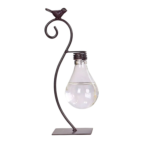 LLDYYDS Desktop Glass Hydroponics Vase Planter Bulb Vase Propogation Planters Creative Bird Bulb Vases with Metal Stand Propagation Stations Vase
