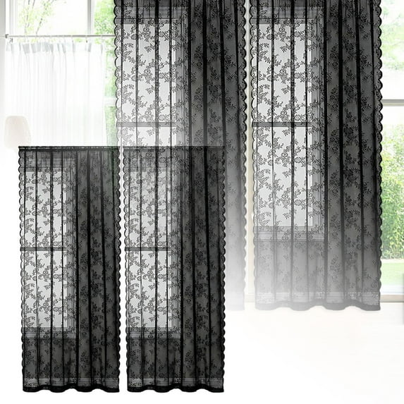 LLDYYDS Elegant French Lace Window Panel Sheer Drape for Classic Interior with Semi Privacy and Light Filtering Design