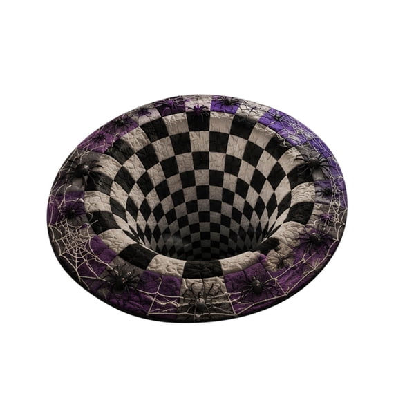 LLDYYDS Halloween 3D Illusion Vortex Round Rug, Spooky OpticalâIllusion Hole Floor Mat with Glowing JackâoâLantern & Bat Pattern, Nonâ Indoor Halloween Party Decor Carpet One Size
