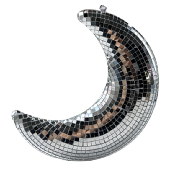 LLDYYDS Hanging Disco Ball Moon Shaped 8 Inch Silver Stage Mirror Ball for Christmas Tree, Party, Room, Courtyard One Size