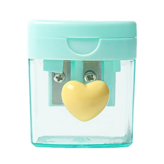 LLDYYDS Heart Pencil Sharpeners Bulk Colored Pencil Sharpener Handheld Small Cute Pencil Sharpener Manual Green Purple Pink Pencil Sharpeners with Cover 2 Holes