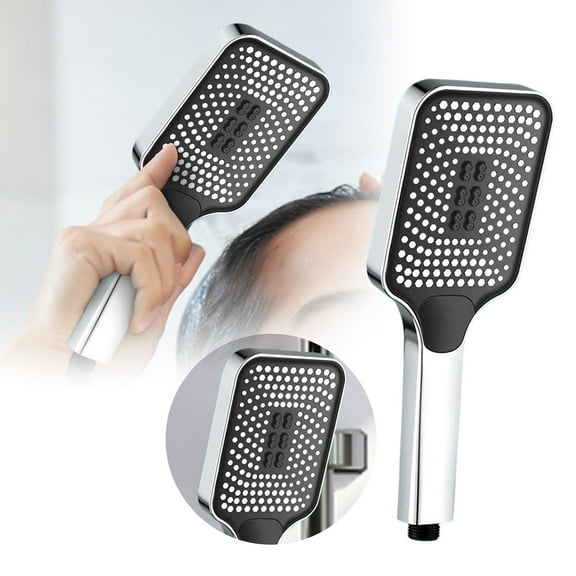LLDYYDS High-Pressure Handheld Shower Head - 4 Spray Settings, Square Shower Head with Handheld Hose and 2 Optional Water Savers