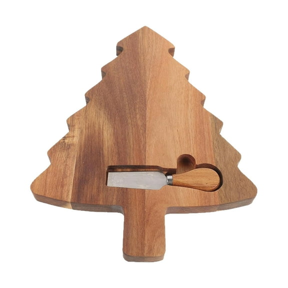 LLDYYDS Large Wooden Charcuterie Serving Board with Festive Tree Design Ideal Cheese Platter and Cutting for Kitchen Use