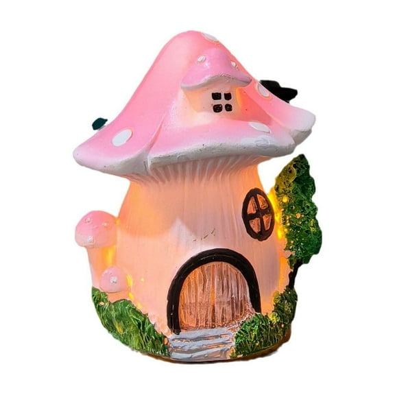LLDYYDS Mushroom House Garden Statue Outdoor, Solar Light Mushroom House Garden Figurines for Lawn, Balcony, Yard Decoration