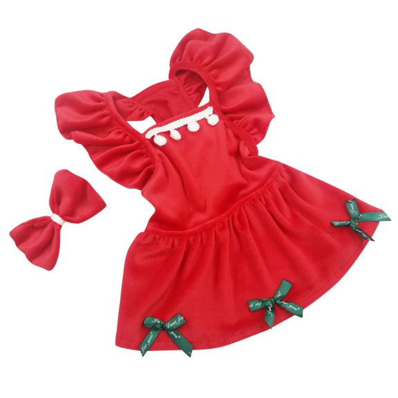 LLDYYDS Plaid Christmas Dog Dress with Big Bowtie Classic Puppy Clothes Holiday New Year Dog Outfit Pet