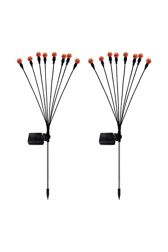 Pumpkin Solar Halloween Lights 10LED Waterproof Swaying Pumpkin Path Lights for Yard & Garden, Orange Firefly Solar Decor