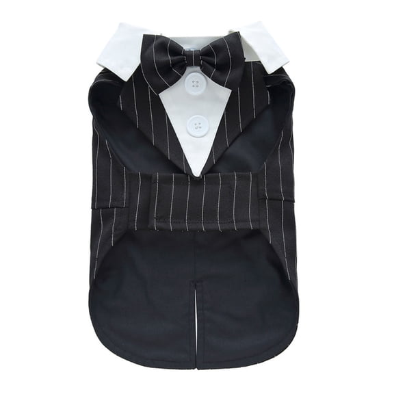 LLDYYDS Puppy Tuxedo with Detachable Bowtie Prom Wedding Formal Wear Prince Costume for Small Dog 28X38cm