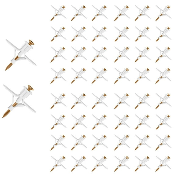 LLDYYDS Screw 100pcs Hollow-Wall Anchors, Drywall Anchor kit with Screws, Self-Drilling Hollow Wall Anchor, Grey, 65Lbs