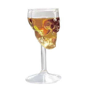 LLDYYDS Skull Head Tall Glass - Bones Armor Warrior Design Hand-Blown Borosilicate Goblet, 75ml Creative & Red Cup