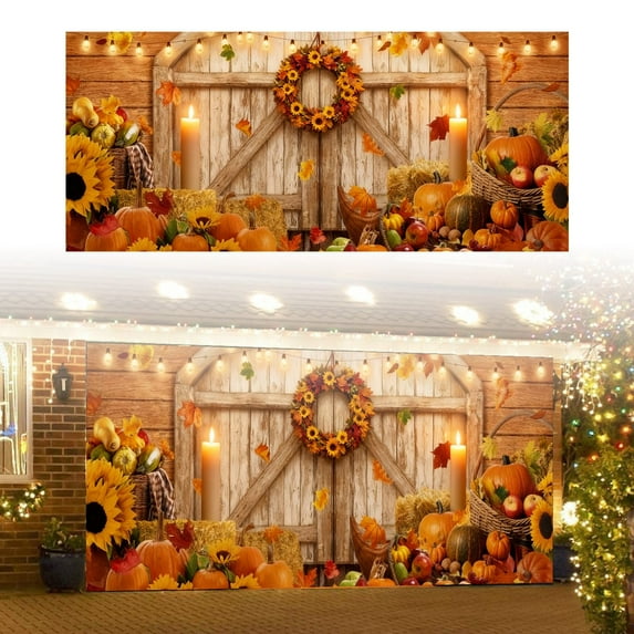 LLDYYDS Thanksgiving Garage Banner Large Heavy Duty Durable Decoration for Outdoor Indoor Sports Events Parties Festive Celebration