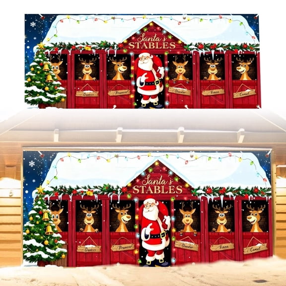 LLDYYDS The Merry Santa Photography Background for Garage Door Party Decorations and Festive Holiday Celebrations