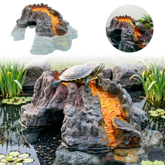 LLDYYDS Turtle Basking Platform Baby Tortoise Climbing Ramp Shale Reptiles Dock Resting Terrace Stone Aquarium Ornament Rock Landscaping Decoration 20x19x9cm