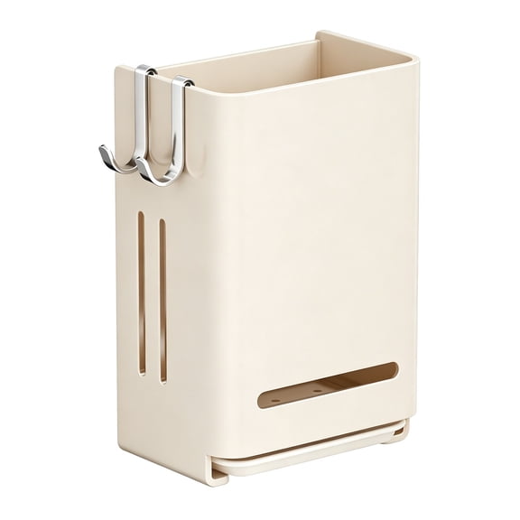 LLDYYDS Wall Mount Utensil Rack Holder with Lid and Hook Waterproof Compartmental Storage Caddy Cutlery Drainer with Cover Detachable Kitchen Hanging Chopstick Silverware Organizer One Size
