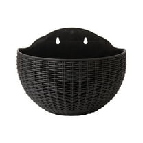 LLDYYDS Wall Planter, Half Round Imitation Rattan Railing Planter, Vertical Wall Hanging Planter with S Hooks, Decorative Wall Pots for