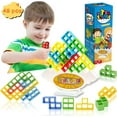 LLESSOO 48 Pcs Tetra Tower Game Balance Stacking Block Party Game，Kids