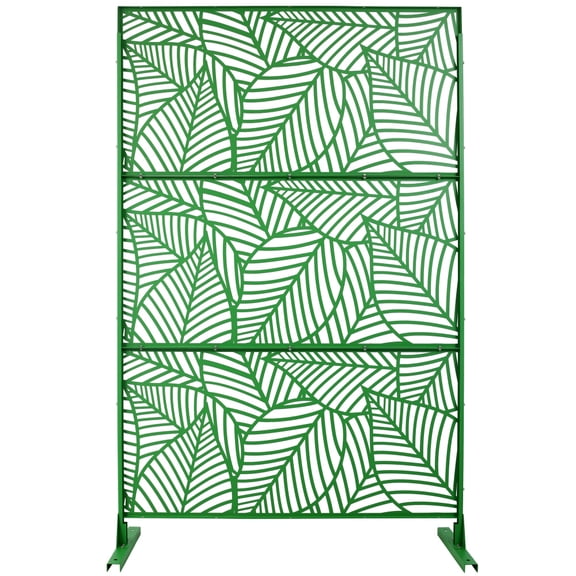 LLGWGL 76"H x 48"W Freestanding Metal Privacy Screen Heavy Duty Decorative Divider Fence Panel for Patio Deck Balcony Garden Lawn Yard, Easy Assembly