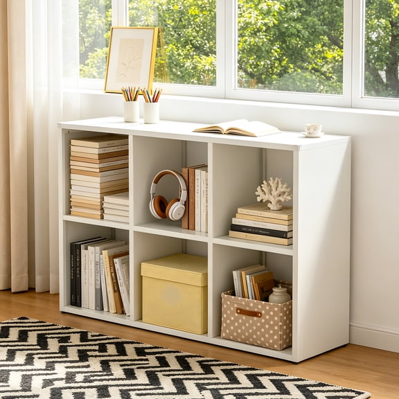 LLGWGL Heavy-Duty Metal Cube Bookshelf, White Storage Organizer Display Rack Bookcase for Living Room, Home Office, Entryway