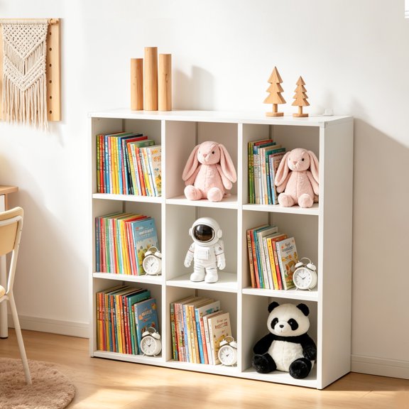 LLGWGL Heavy-Duty Metal Cube Bookshelf, White Storage Organizer Display Rack Bookcase for Living Room, Home Office, Entryway