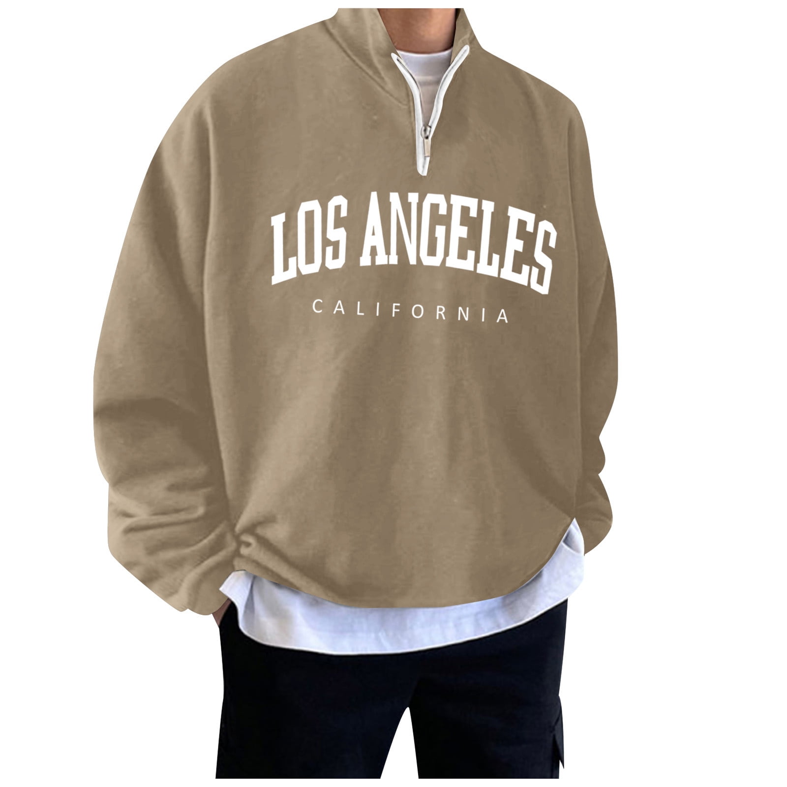 LLIMED 1/4 Zipper Pullover Mens Quarter Zip Stand Collar Long Sleeve