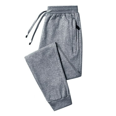 LLIMED Fleece Sweatpants Men Zipper Pockets Mens Jogging Casual Pants Cuffed Hem Joggers Sweatpants Active Athletic Workout Trousers For Men