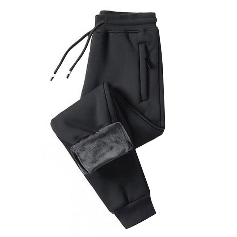 LLIMED Fleece Sweatpants Men Zipper Pockets Mens Jogging Casual