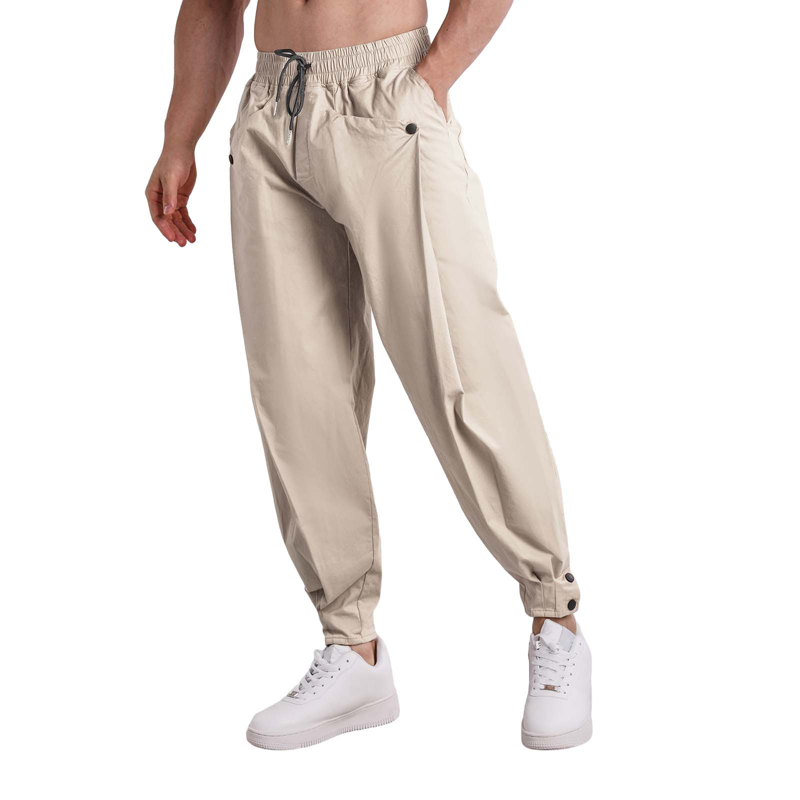 LLIMED Men Cuffed Pants Casual Athletic Elastic Waistband Jogger Trousers Solid Color Drawstring Slim Fit Sports Trousers Walmart