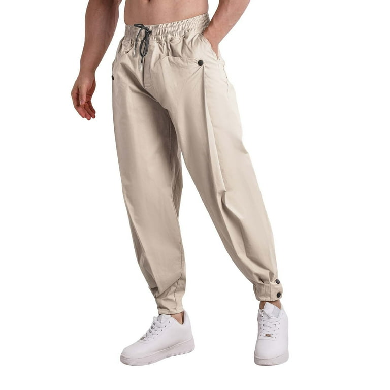 LLIMED Men Cuffed Pants Casual Athletic Elastic Waistband Jogger Trousers Solid Color Drawstring Slim Fit Sports Trousers Walmart