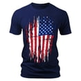 thumbnail image 1 of LLIMED Men Tee Shirts Graphic Red White Blue Star Stripes Patriotic T-Shirt Short Sleeve T-Shirt Independence Day Clothes Men, 1 of 2