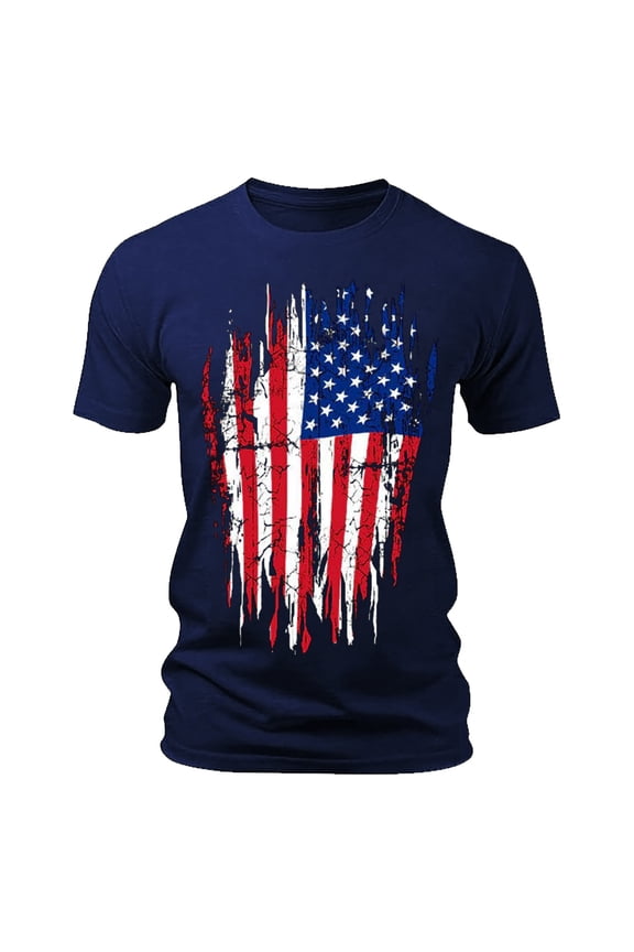 Men Tee Shirts Graphic Red White Blue Star Stripes Patriotic T-Shirt Short Sleeve T-Shirt Independence Day Clothes Men
