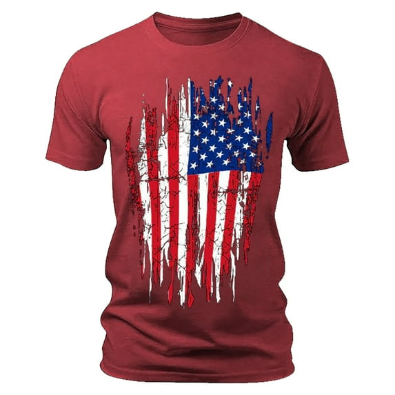 LLIMED Men Tee Shirts Graphic Red White Blue Star Stripes Patriotic T-Shirt Short Sleeve T-Shirt Independence Day Clothes Men