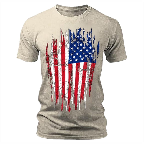 LLIMED Men Tee Shirts Graphic Red White Blue Star Stripes Patriotic T-Shirt Short Sleeve T-Shirt Independence Day Clothes Men
