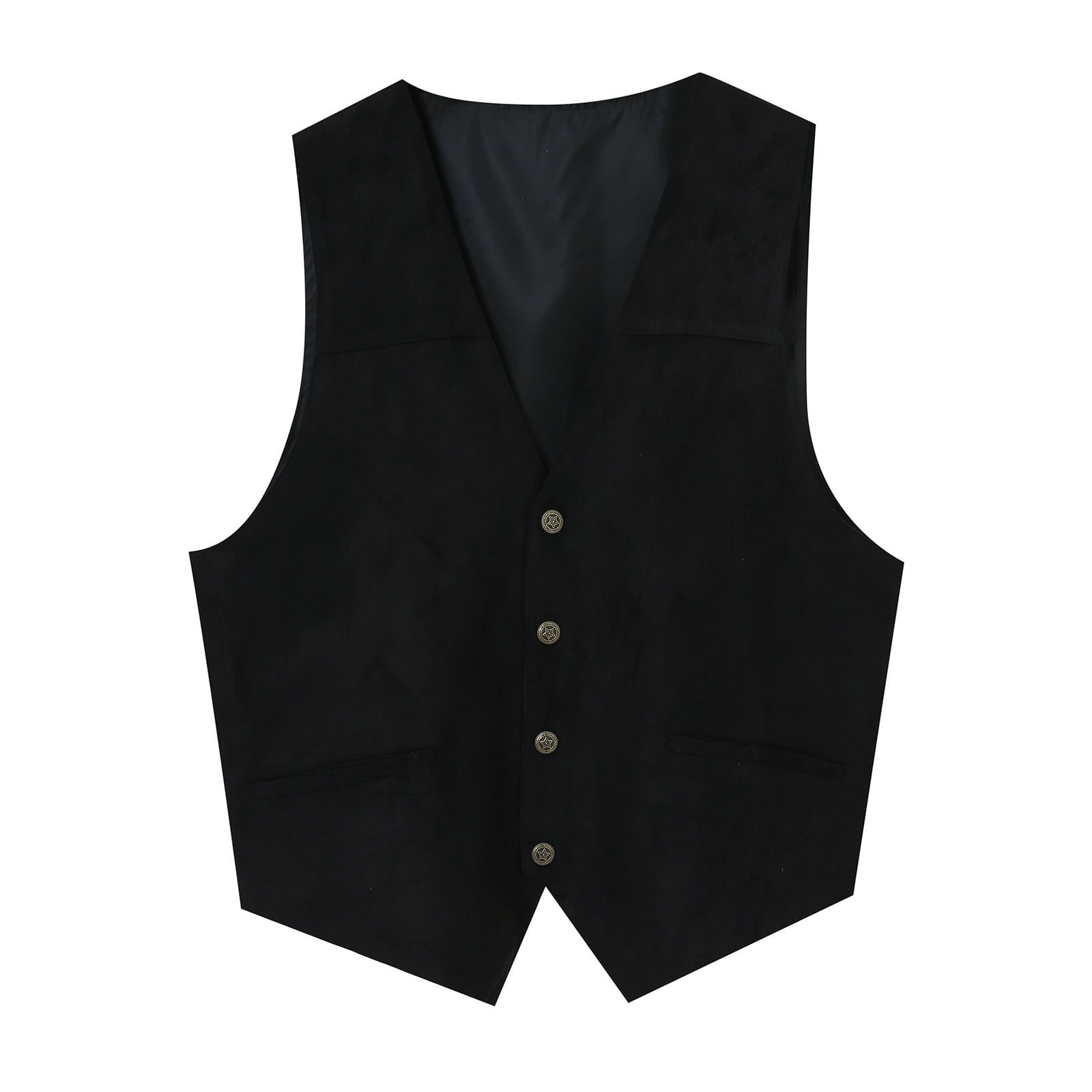 LLIMED Men's Suede Leather Vest Casual V Neck Button Down Waistcoat ...