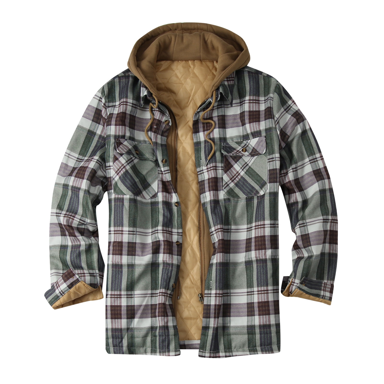 Plaid padded loose hooded jacket hotsell