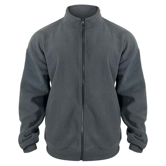 LLIMED Zip Up Sweatshirt Men No Hood Standing Collar Men's Fleece Full Zip Jacket Solid Long Sleeve Soft Warm Windproof Casual Coats