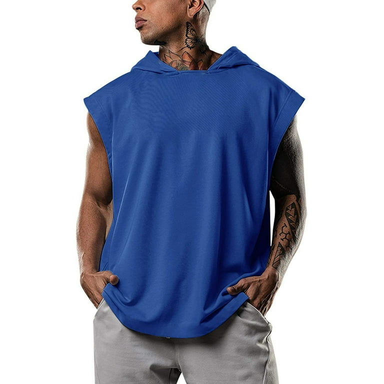 LLIMED Hoodie Tank Top Men Sleeveless Running Muscle Shirts With Hood Solid Color Sports Tops Hooded Undershirt Walmart