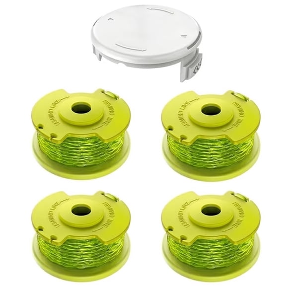 LLIOPLNE 4 Pack 0.080-Inch String Trimmer Refill Line Weed Eater String Compatible with Ryobi AC80RL3/AC14HCA (4 Replacement Spools, 1 Trimmer Cap)