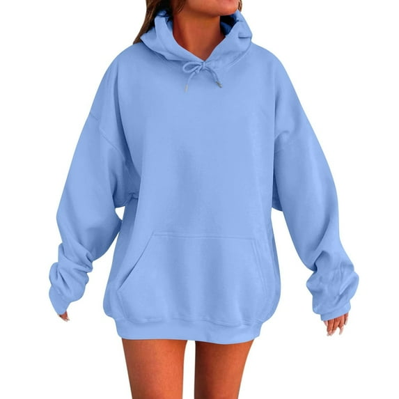 LLKIUHNMOPS 50% Off Clear! Womens Hooded Sweatshirt Womens Oversized Hoodies Winter Cotton Sweatshirts Pullover 2024 Fashion Tops Trendy Outfits Blue XS