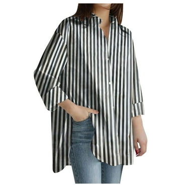 LLKIUHNMOPS Clearance Super Soft Wrinkle Free Button Down Shirts for Women Formal Work Dress Blouses Tops Womens Button Down Shirts Boyfriend Long Sleeve Oversized Blouses Tops Black