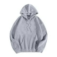 thumbnail image 1 of LLKIUHNMOPS Lightweight Hoodies for Women Ladies Hooded Solid Round Neck Long Sleeve Sweatshirt Tops Hoodie with Pockets (Grey-M), 1 of 1