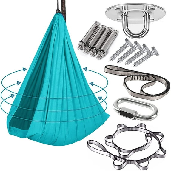 LLLD Therapy Swing Sensory Swing for Adults for Adults Indoor Therapy Swing for Kids to Play & Calm Hanging Hammock Therapy Swing for Autism Child (Color : Green, Size : 150x280CM/59x110in)